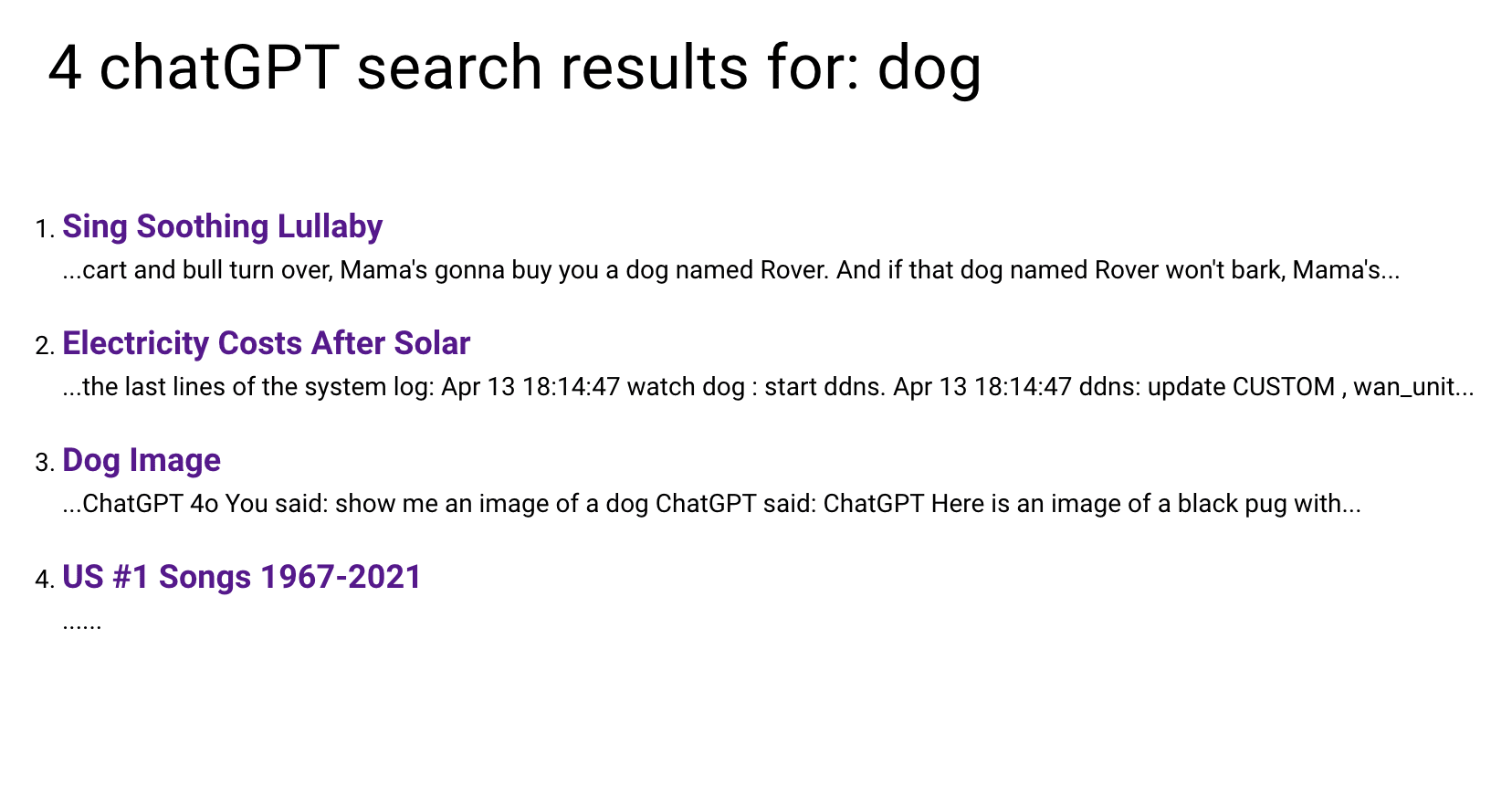 Search results page